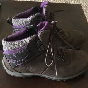 Timberland Women's Brown and Purple Lace-Up Hiking Boots